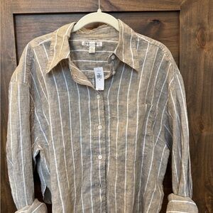 Banana Republic Beige Striped Button Down Shirt